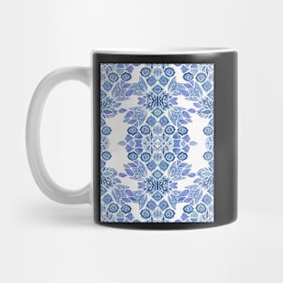 Classic blue Boho floral folk watercolor medaillon Mug